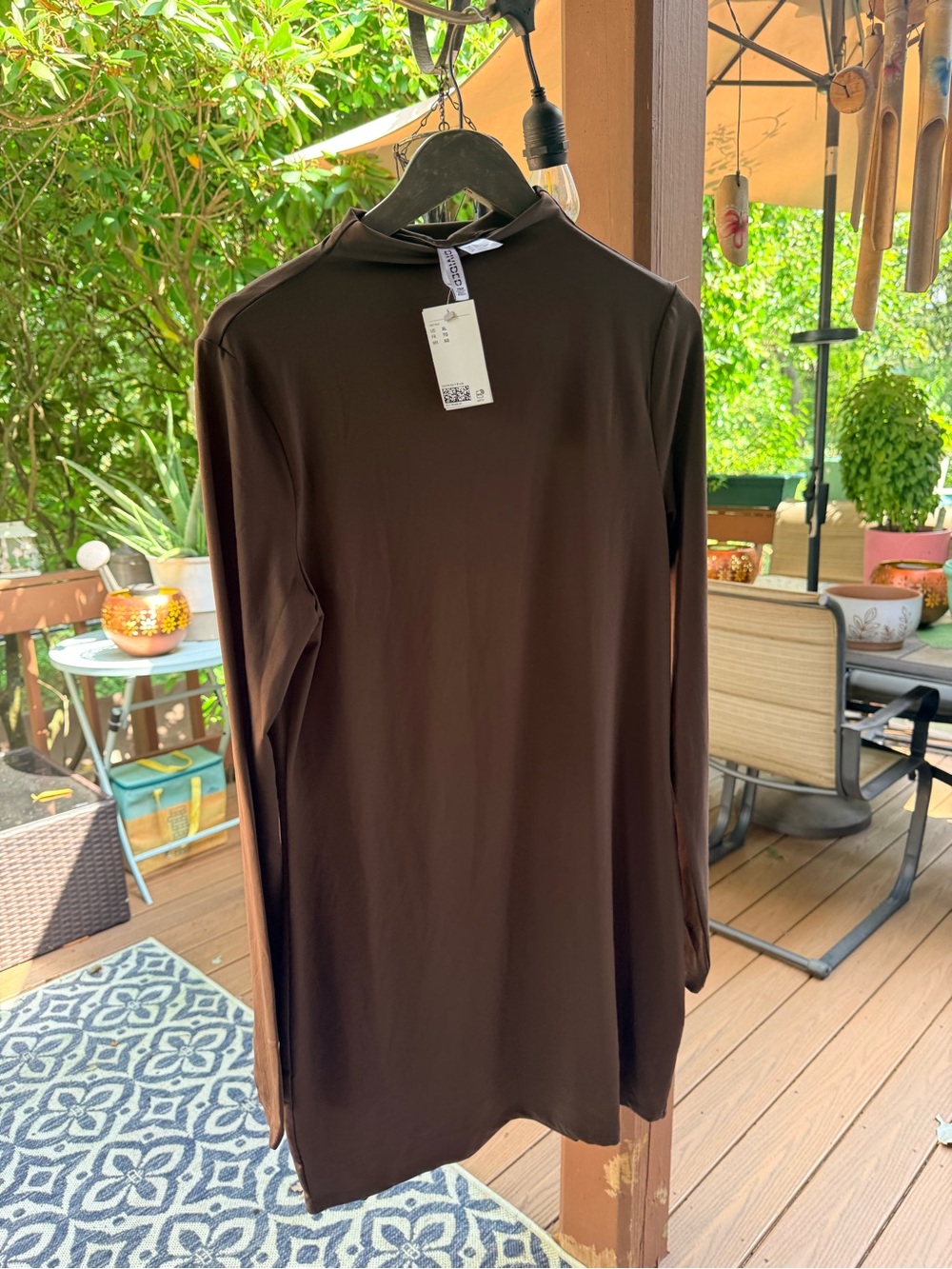 Divided Brown Long Sleeve Mini Dress